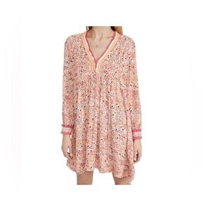 Poupette St. Barth Pink/Yellow Floral Long Sleeve Ola Printed Mini Dress